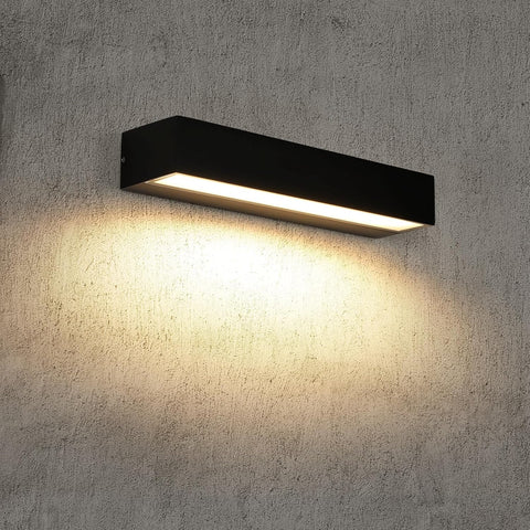 Riserva Outdoor Wall Lights, 16W Modern Black Outdoor Wall Lamp IP65 Waterproof, 3000K Warm White Outside Wall Lights for Patio, Entrance, Garden, Garage, Hallway, Corridor