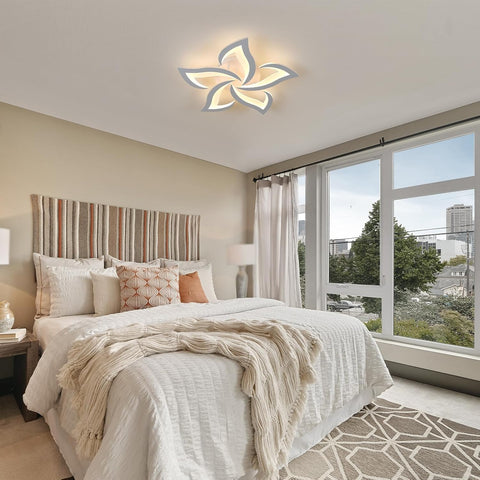 Riserva LED Ceiling Lights, 60W 6500LM Mordern LED Ceiling Light Warm White 3000K, Creative Petals Design, White Acrylic Chandelier for Living Room Bedroom Dining Room (Dia 60cm)